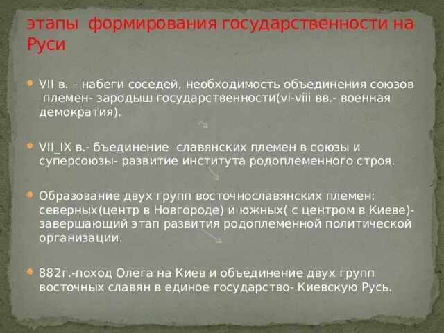 Развитие государственности на руси. Формирование государственности на Руси. Суперсоюзы восточных славян. Причина объединения славян в Союзы племен.. Союз суперсоюз племён.