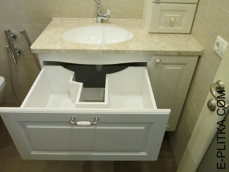 Шкаф под раковину в ванную комнату. Шкаф под мойку в ванную комнату. Разной глубины. Мебель для ванной встроенной раковиной. Раковина на заказ по индивидуальным размерам.