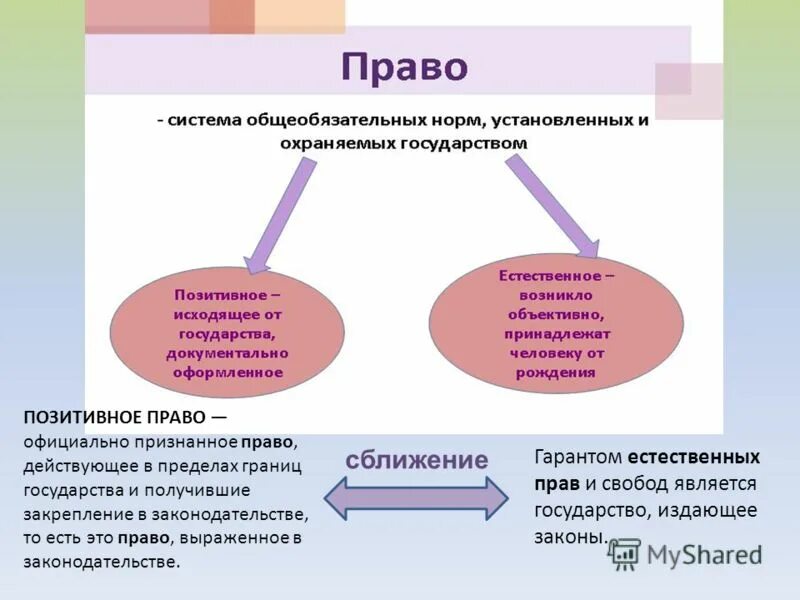 взаимосвязь естественного и позитивного права. позитивное право и естественное право.