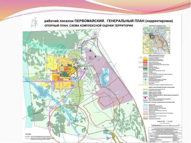 Поселение Первомайское генплан. Границы Коркинского муниципального района. Схема комплексной оценки территории. Опорный план территории.