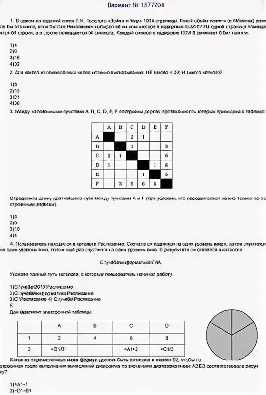 Тесты по информатике 9 класс огэ