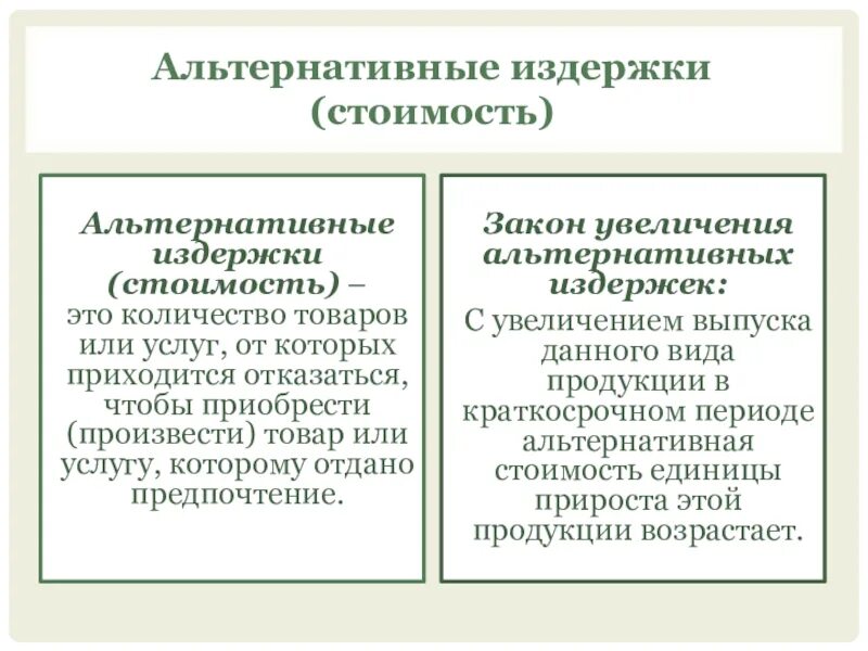 Издержки альтернативных возможностей. Альтернативные издержки. Альтернативные издержки и затраты. Теория альтернативных издержек. Альтернативные издержки это издержки.