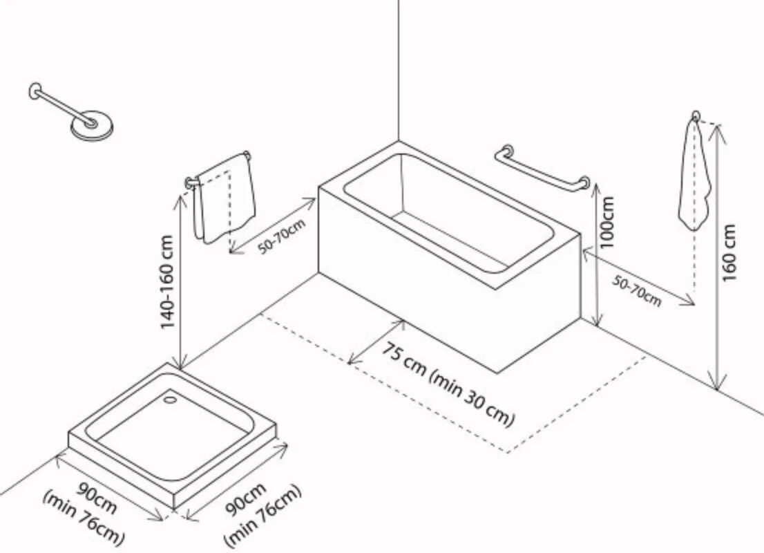 Высота полотенец в ванной. Высота установки ванны чертеж. Высота установки ванны 700 мм. Высота ванны эргономика.