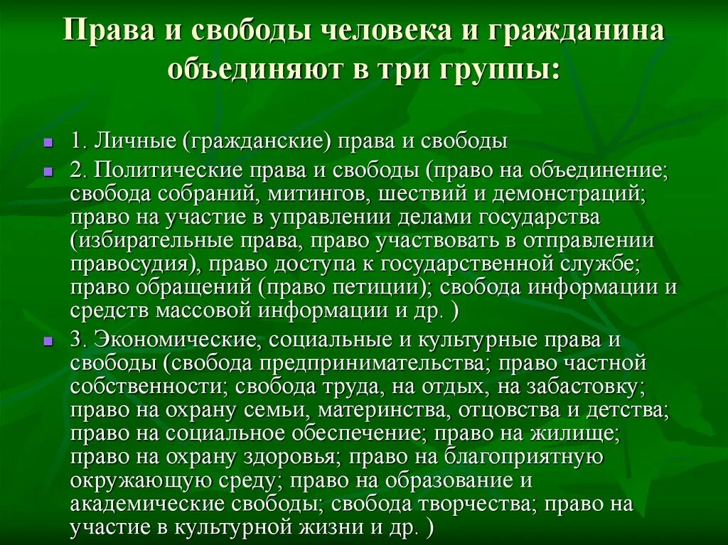Примеры групп прав гражданина по конституции Право характеристика и пример: найдено 85 картинок