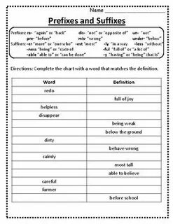 Suffixes worksheets