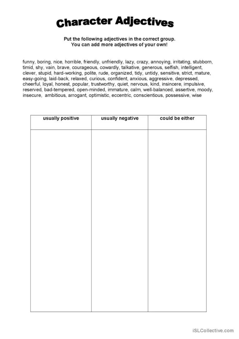 Personality adjectives Worksheets. Character adjectives Worksheets. Personal adjectives Worksheets. Worksheets for personal adjectives. Character adjectives