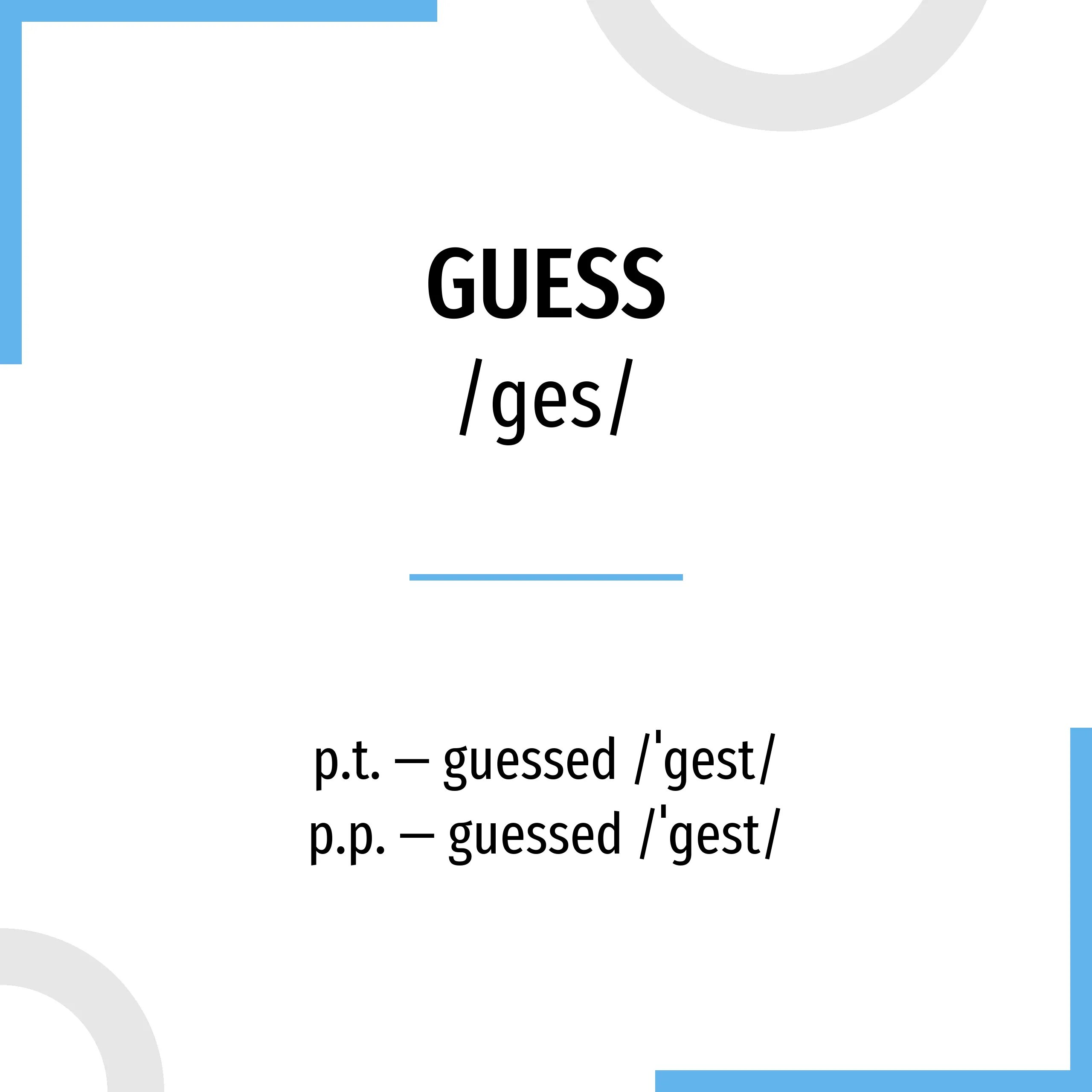 Guess 3 формы. Guess перевод. Guess past simple. Guess формы глагола.