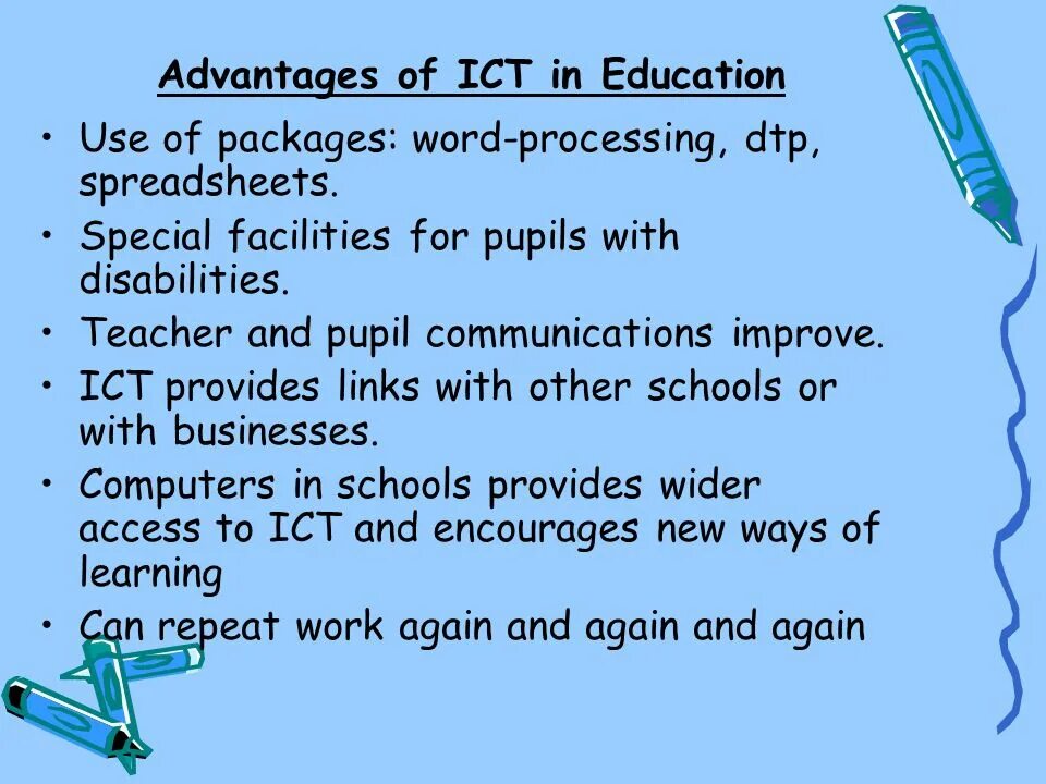 Презентация ICT. ICT Education. The role of ICT. ICT in Education топик. Package word