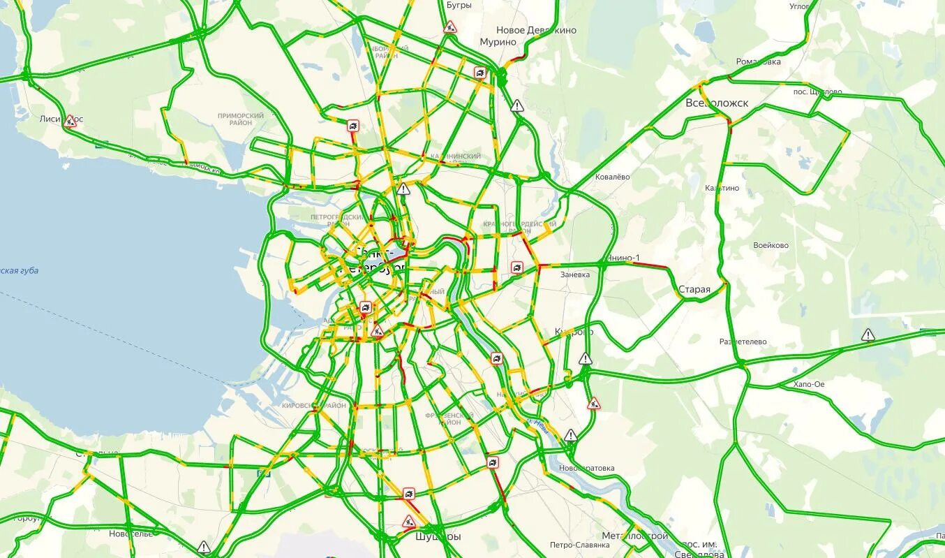 Пробки в реальном времени на дорогах спб. Карта дорог Санкт-Петербурга.