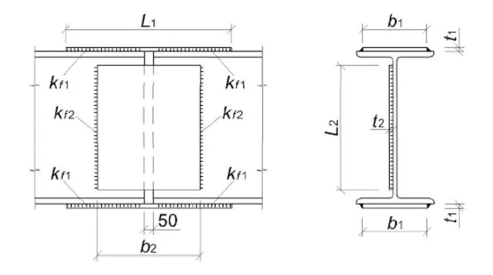 сварка двутавровых балок встык. монтажный сварной стык балок 50ш2. соединение двутавровых балок. монтажный стык балок. узел стыковки двутавровой балки 35ш1 по длине.