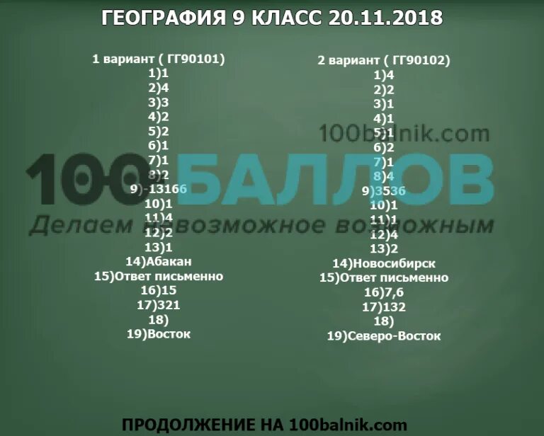 Ответы по географии 9 класс