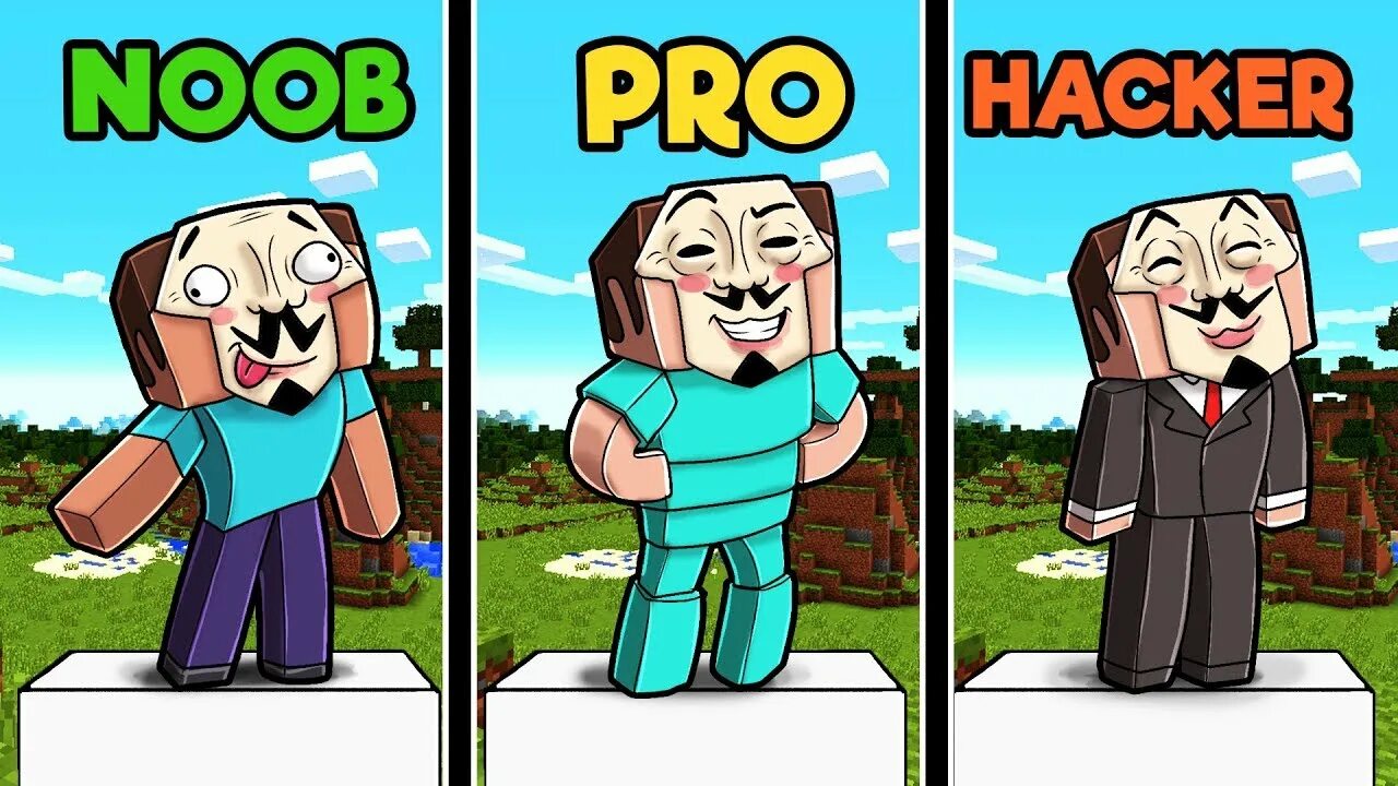 Noob vs hacker. Noob or pro. stone noob.