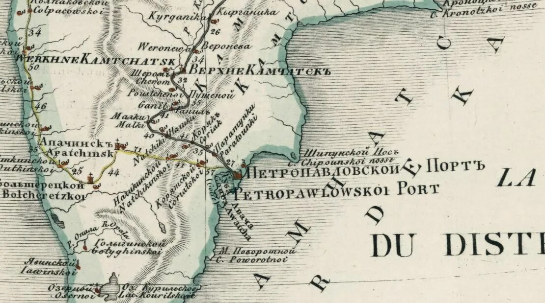 Карта Камчатки 1735 года на французском языке
