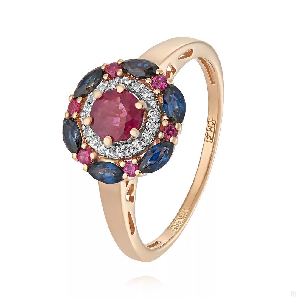 кольцо с рубином с сапфиром