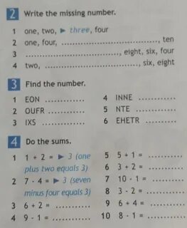Write the numbers eon oufr