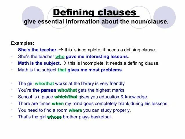 Complete the sentences with relative clauses. Relative clauses в английском языке. subject clauses примеры. defining clauses. adjective clause.