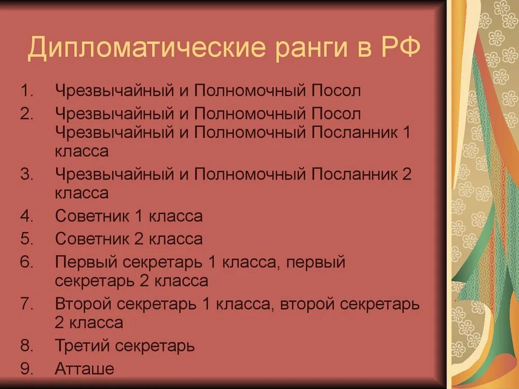 Дипломатические звания. Дипломатические должности и дипломатические ранги МИД РФ. Ранги послов дипломатические. Дипломатические звания и ранги. Иерархия дипломатических рангов.