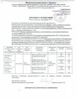 Протокол испытаний на прочность
