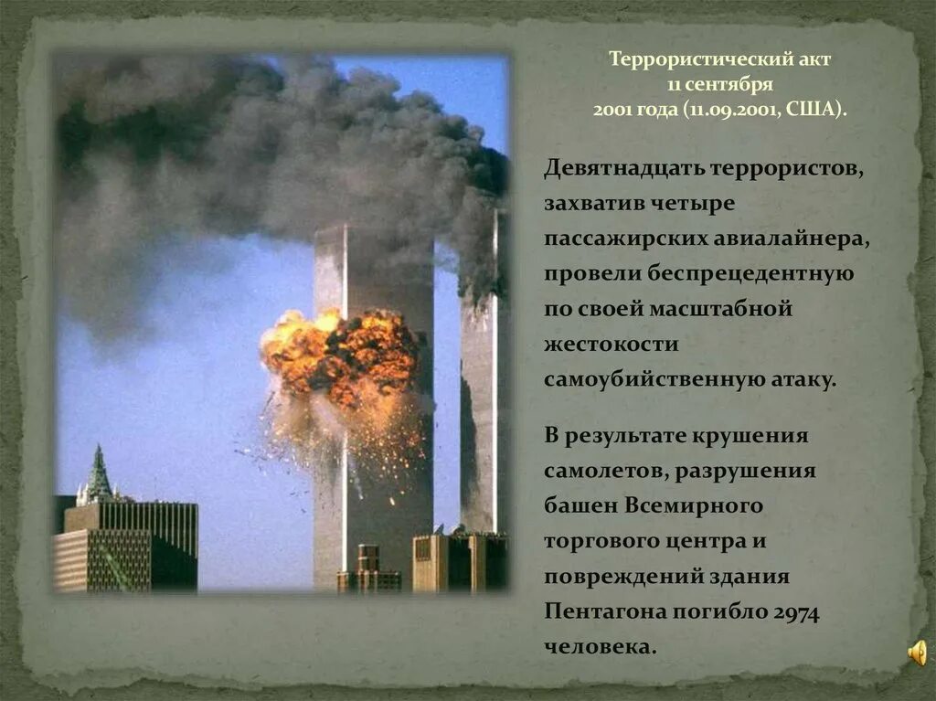 Террористи́ческие акты 11 сентября́ 2001 го́да. Теракты 11 сентября 2001 года.