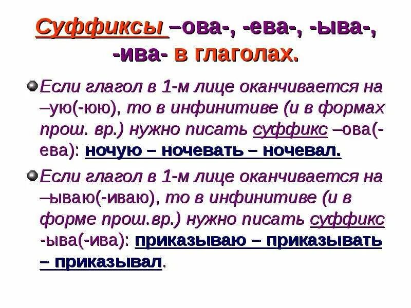 Глагол правописание суффиксов ива ыва