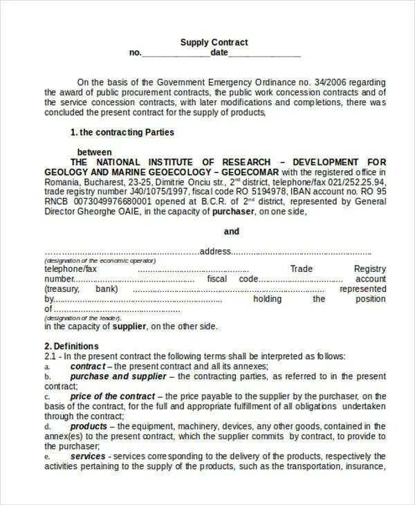 Supply Contract. Contract for goods Supply. Equipment Supply Contract. Supply Contract example.