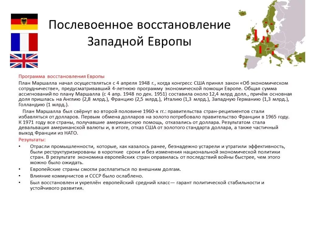 Укажите основную тенденцию политического развития стран европы. Особенности послевоенного восстановления стран зап.европы и сша. послевоенное восстановление стран западной европы. особенности послевоенного восстановления стран европы и сша.