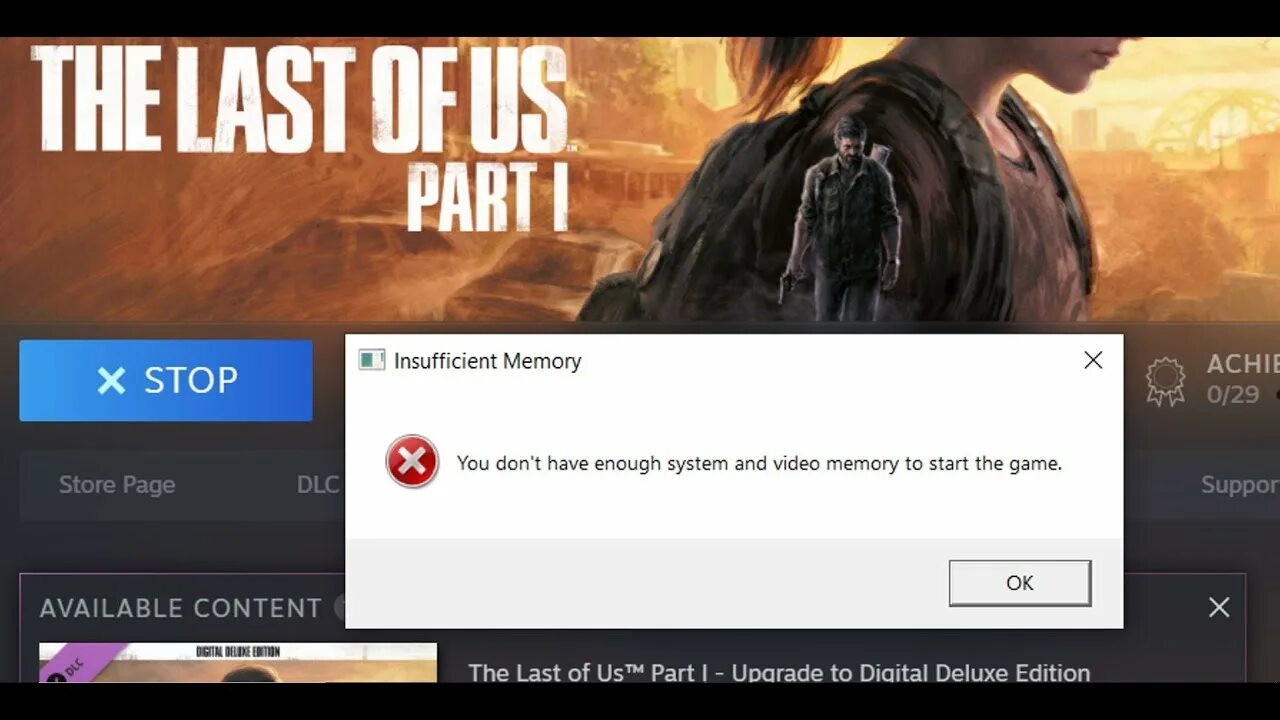 Not enough system memory. The last of us 1 фикс. The last of us Part 2 на ПК. Недостаток памяти last of us. The last of us - Part i пишет ошибку.