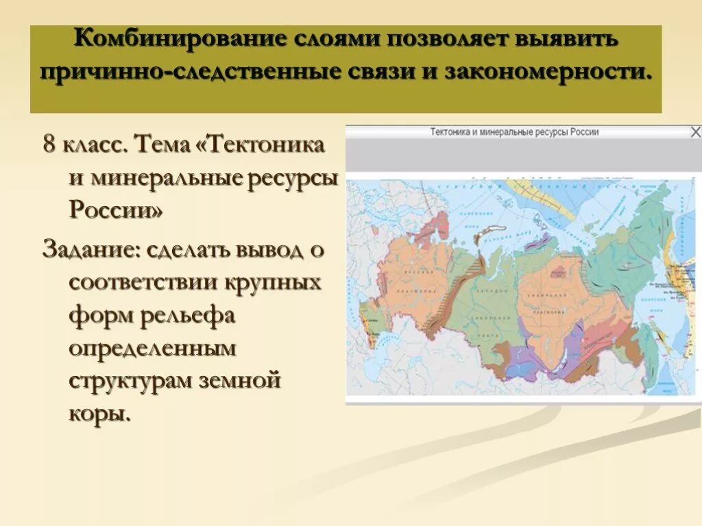 Выберите крупнейшие формы рельефа. Тектоника и Минеральные ресурсы России. Комбинирование это в географии. Комбинирование это в географии 9 класс. Комбинирование определение в географии.