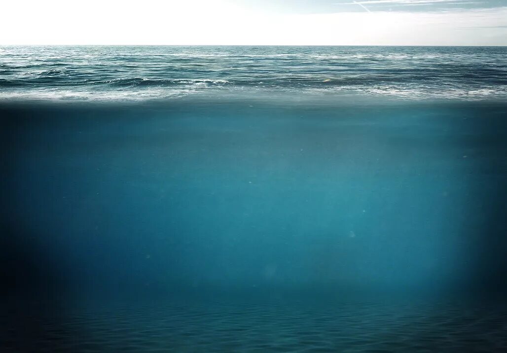 Толщи вод океанов. Океаны. Глубина. Наполовину в воде. Море наполовину в воде. Глубокий океан.