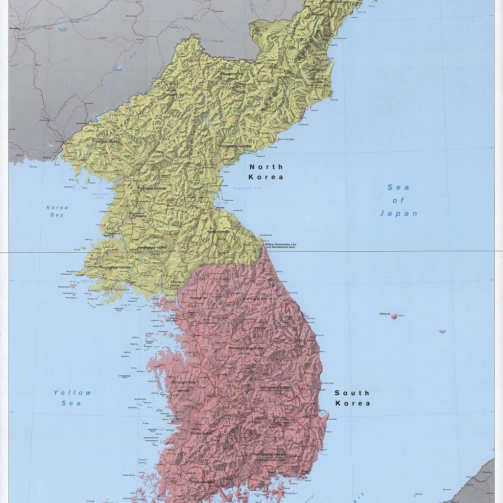 Северная Корея и Южная Корея на карте. Полуостров Корея на карте. Границы Северной Кореи и Южной Кореи на карте. Корейский полуостров на карте.