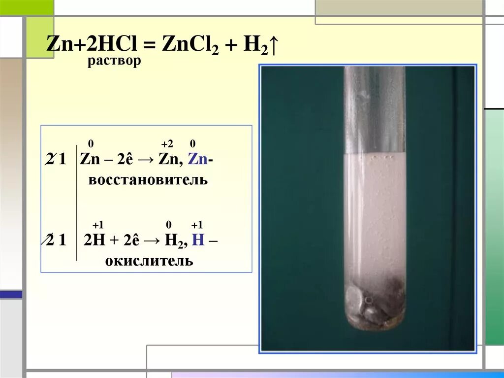 Реакция между zn и hcl