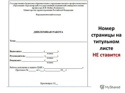 На титульном листе необходимо указать