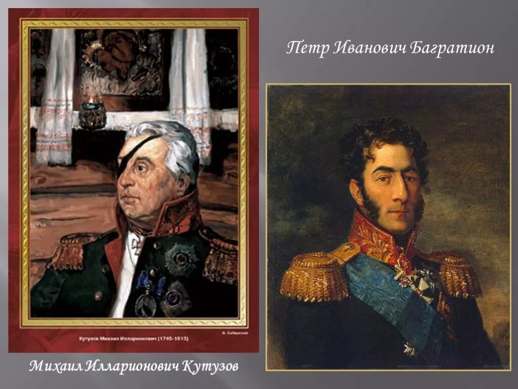 Какой полководец носил повязку на глазу. Одноглазый полководец Кутузов. Багратион и Кутузов портреты.