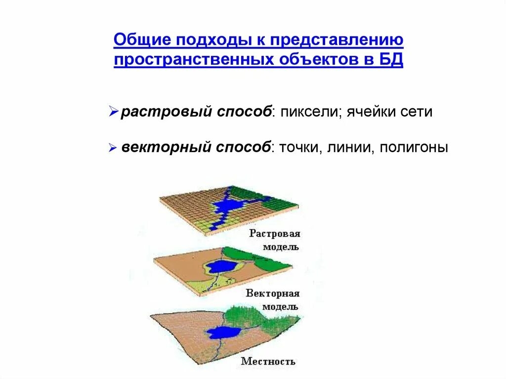 Векторная модель данных в ГИС. Модели представления пространственных данных в ГИС. Объектный подход к моделированию пространственных данных в ГИС. Растровая модель пространственных данных в ГИС. Организация информации в гис