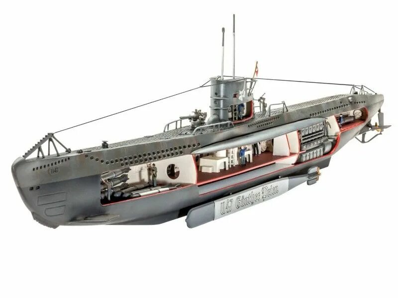 U-47 подводная лодка. Revell u 47. Немецкая подводная лодка u-47 w.Interior Revell, 1/125. Подводная лодка u Boot модель Rewell 1:125. Сборные модели лодки