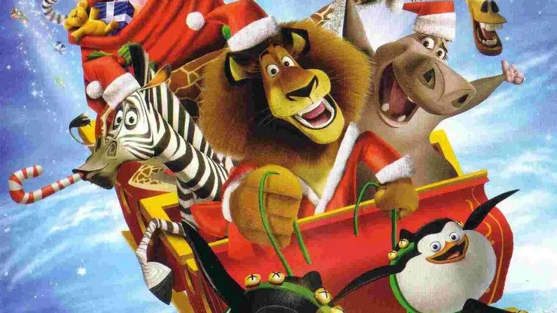 Merry madagascar. Рождественский Мадагаскар мультфильм 2009. Мадагаскар новогодний мультфильм. Мадагаскар новогодний выпуск. Герои Мадагаскара новый год.