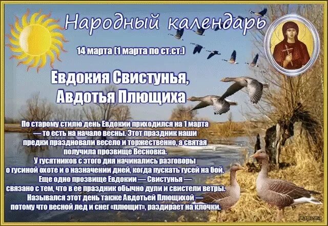 Праздник евдошка какого числа. Праздник евдошка какого числа