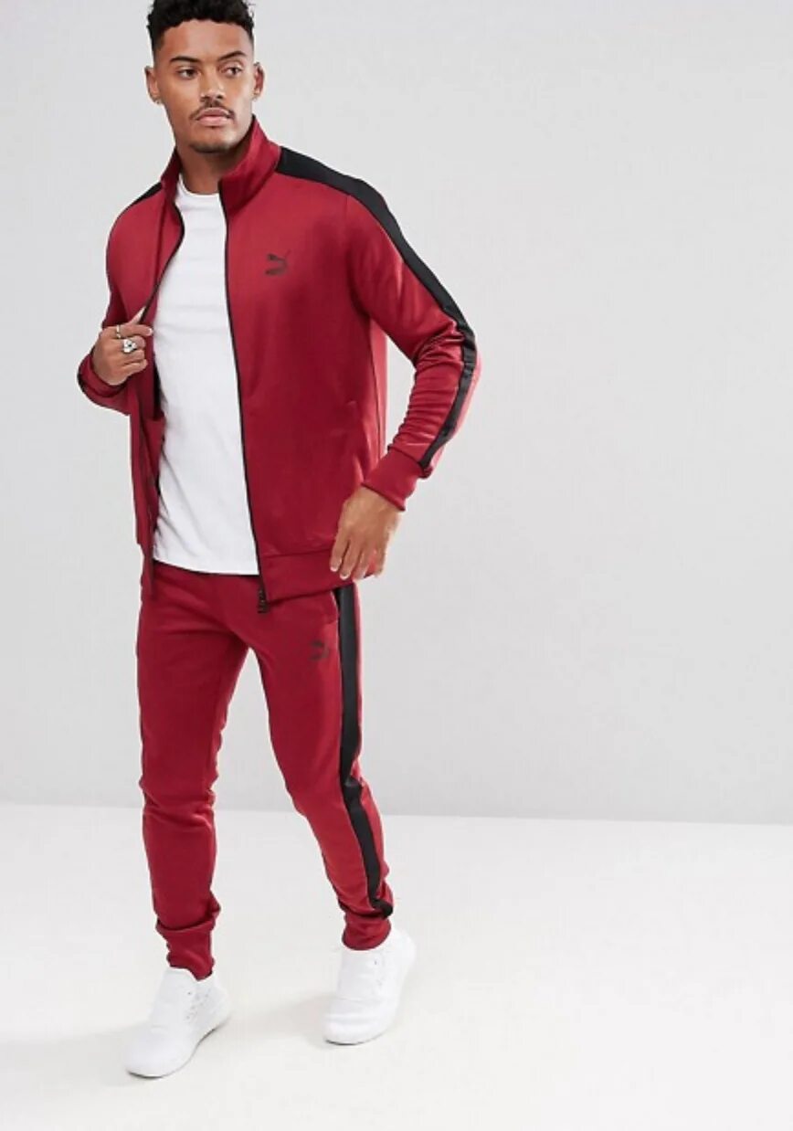 Красная мужская форма. Puma t7 костюм Tracksuit. Спортивный костюм Пума т7. 676896 Пума костюм. Рума костюм спортивный красный мужской.