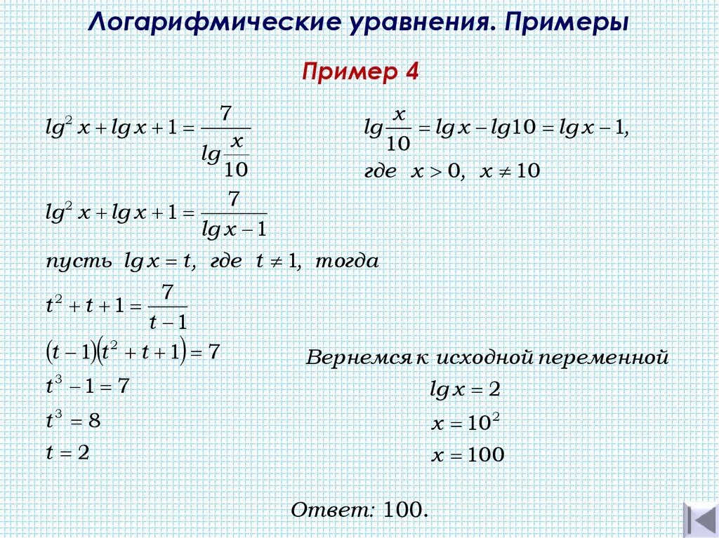 Логарифм с ответом 10. Как решать уравнения с логарифмами. Формулы логарифмов для решения уравнений. Шаги решения логарифмических уравнений. Как решать log уравнения.