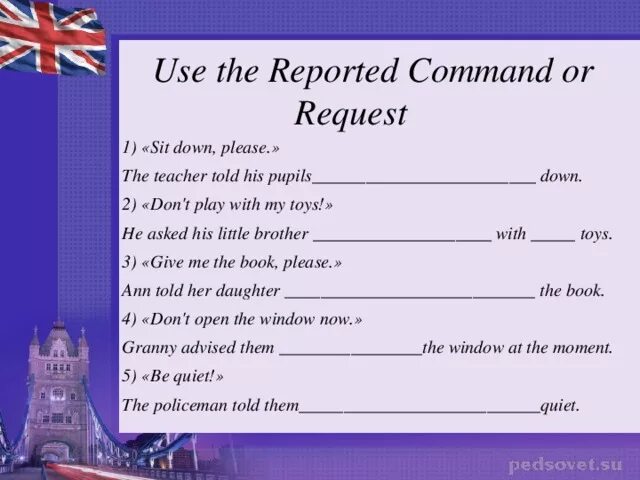 Reported speech orders. Reported Speech requests. Reported Commands упражнения. Reported Speech Commands. Commands in reported Speech.