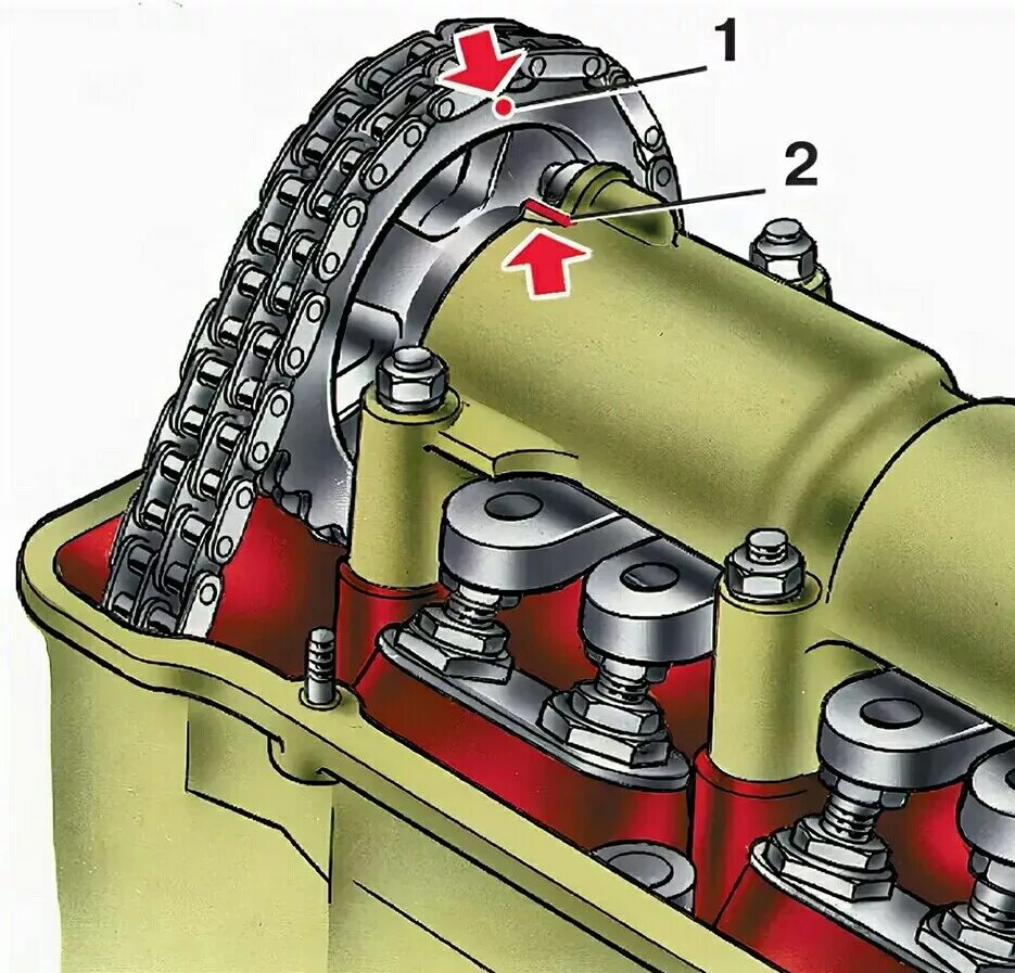Метки грм 2107 карбюратор. Цепь ГРМ ВАЗ 2104. Головкк клапанов ваз2107. Привод клапанов ВАЗ 2107. Цепь распредвала ВАЗ 2107.