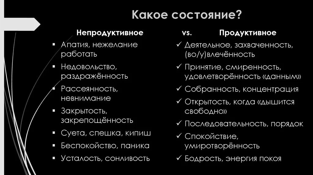 Какое состояние. Продуктивное состояние человека. Состояние захваченности.