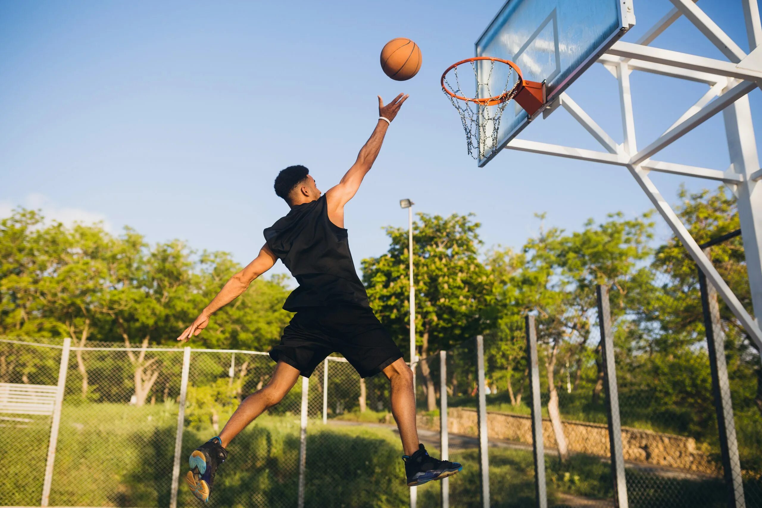 C playing basketball
