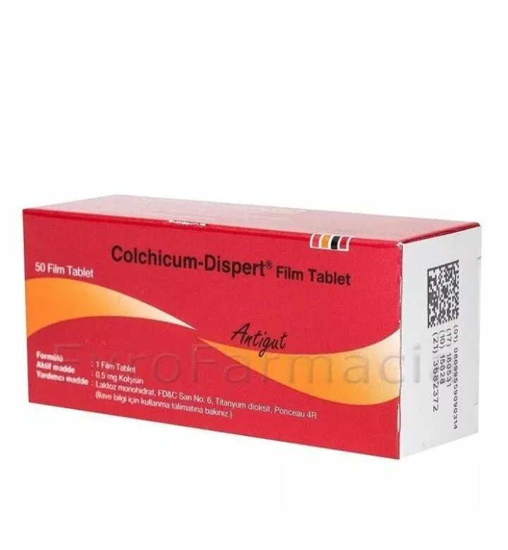 Таблетки колхикум дисперт купить. Colchicum Dispert 0.5 MG 50 табл Турция красная упаковка. Колхикум дисперт 0,5 мг. Колхикум дисперт 0.5мг 20. Колхикум-дисперт, тбл п/о 500мкг №20.