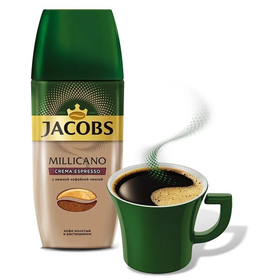 Растворимый кофе сколько стоит. Jacobs Millicano crema. Кофе Якобс Миликано 95 гр. Jacobs Millicano кофе растворимый 95 г. Jacobs Millicano crema Espresso.