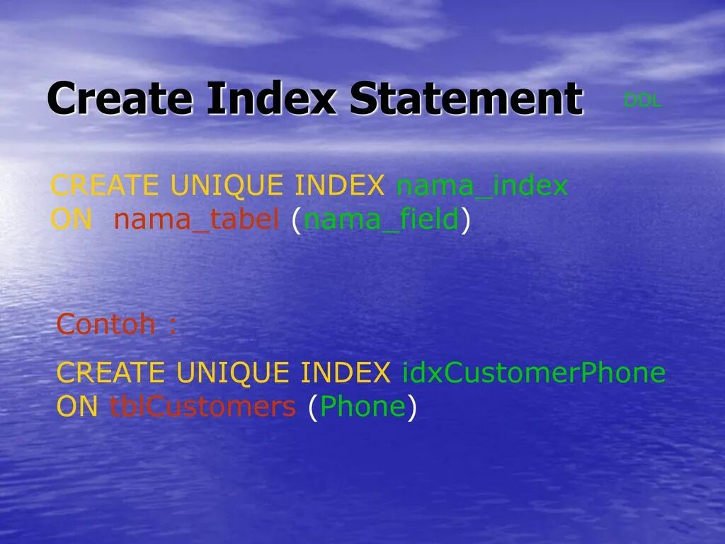 Create Index. Частичный индекс create. Create Index IX_TBL on Table_a(field1, field2). Индекс unique