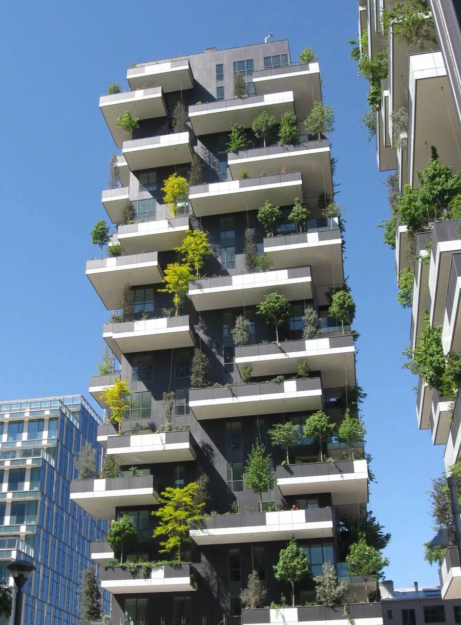 Bosco verticale в Милане. «Вертикальный лес» (Bosco verticale). Bosco verticale в Милане ночью.