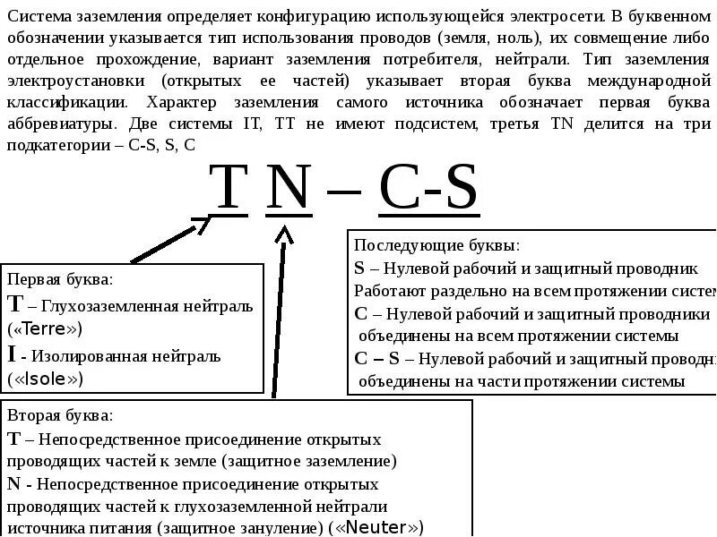 Применяются два основных вида заземления. Применяются два основных типа заземления. Применяются два основных типа заземления. Система tn-c-s для электроустановок напряжением до 1 кв. Применяются два основных типа заземления.