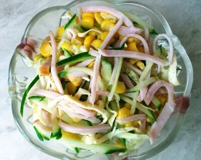 Рецепт салата колбаса сыр огурец кукуруза