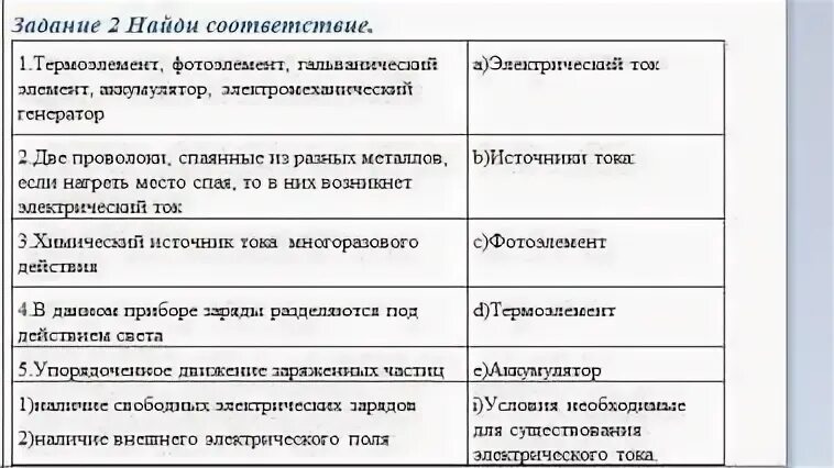 Составить 1 задание на соответствие